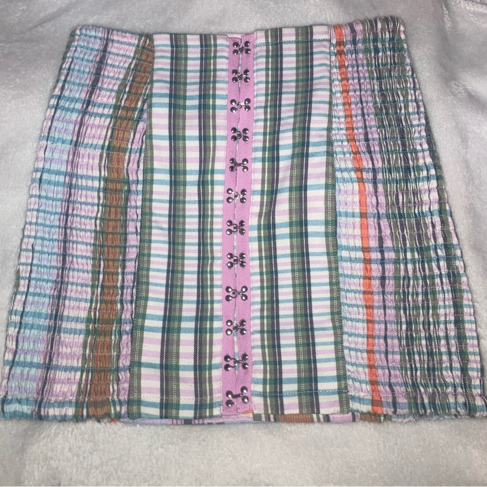 Urban Outfitters Pink and Green Plaid Mini Skirt